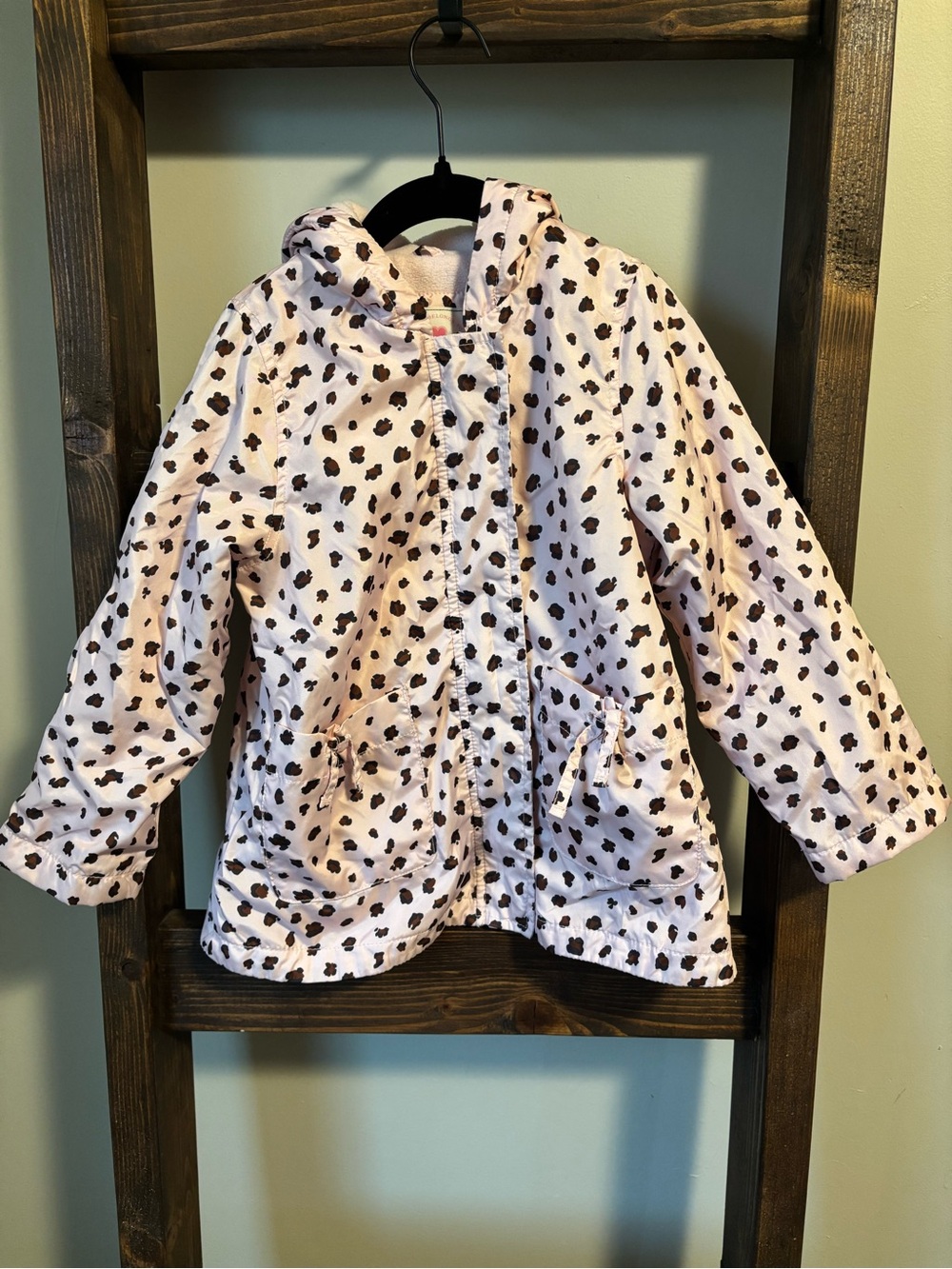 Carter’s Light Pink Spotted Animal Print Hooded Winter Coat - 5/6 years